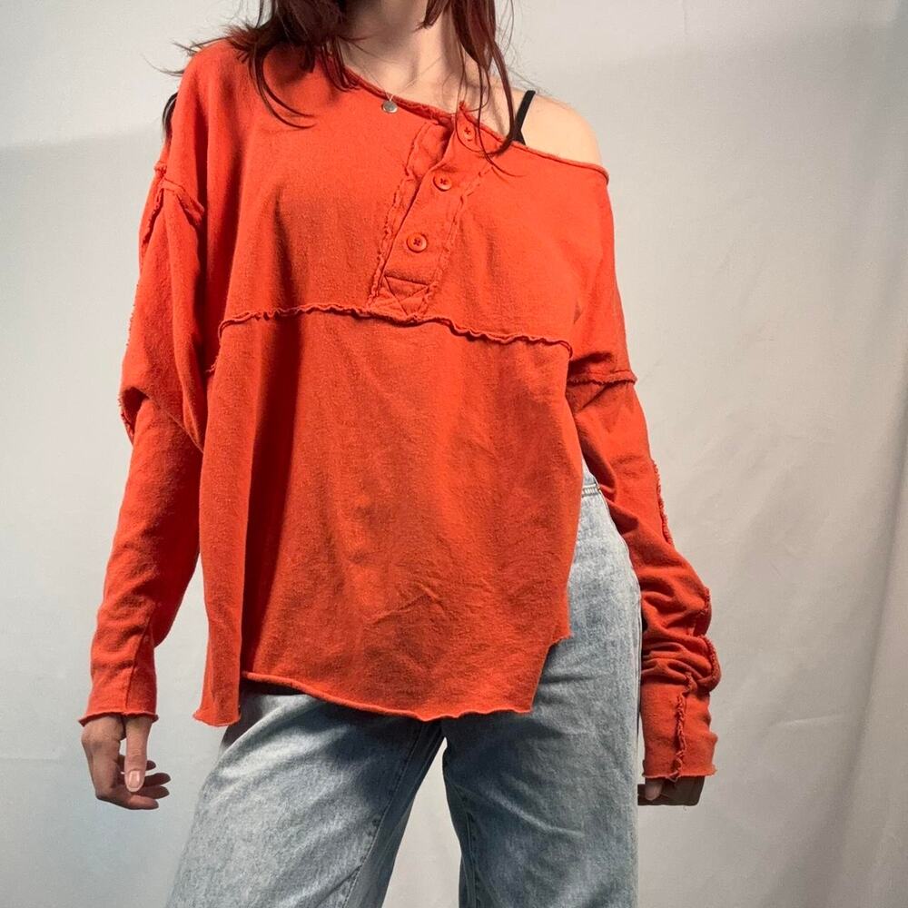 Urban Outfitters Oversized Orange long sleeve button up top